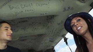 Rachel Starr sucks hard cock in a public before riding it