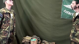 Kinky soldier got into a foursome fun with Sergeant Joris Leonard