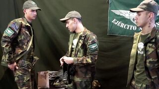 Kinky soldier got into a foursome fun with Sergeant Joris Leonard