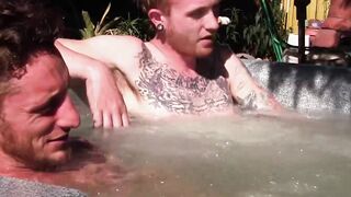 Big dicked Corey Gunz and Dom Ty jack off their dicks while in jacuzzi