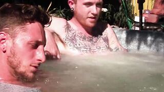 Big dicked Corey Gunz and Dom Ty jack off their dicks while in jacuzzi