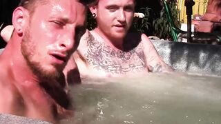 Big dicked Corey Gunz and Dom Ty jack off their dicks while in jacuzzi