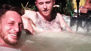 Big dicked Corey Gunz and Dom Ty jack off their dicks while in jacuzzi