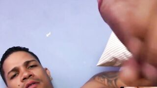 MachoIO.com - Latino Chuy lays down and strokes his big dick until he cums