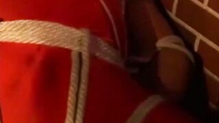 MuscleJockBound.com - Inked man in uniform struggles to free himself from tight ropes