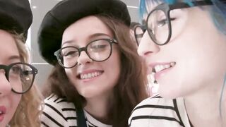 Teen BFFs have their faces cum painted after foursome fuck
