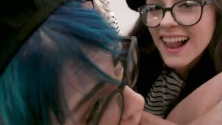 Teen BFFs have their faces cum painted after foursome fuck