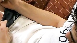 Young Ashley released cum while smoking a cigarette