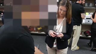 Broke ass MILF sells her cunt in the pawnshop earning a lot