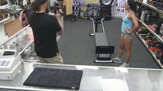 Ebony babe hidden cam pawnshop fucking after POV deepthroat