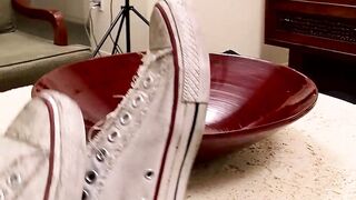 Dustin Fitch shoots his cum all over his foot and then licks up his jizz
