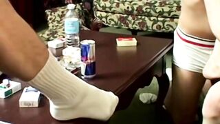 Devin indulges in a sexy foot loving orgy with toes being sucked and sole licking