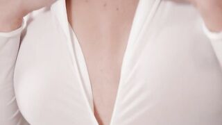 Mesmerizing babe Cara Mell adores playing with her big tits and pussy