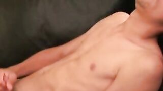Young amateur masturbates his small cock solo and cums