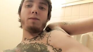 Tattoed straight thug Blinx unloads his balls in the shower