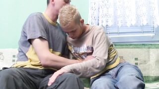 Thin homosexual teen banged each other anal at home without a condom