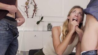 JoymiiXXX.com - Sensual blonde enjoys double penetration before savoring hot cum