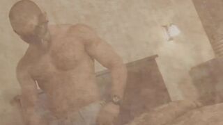 Masked muscular stud uses fleshlight on massive cock
