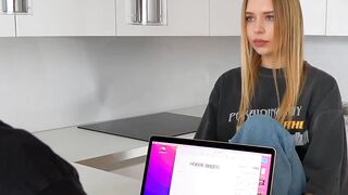 A blonde who's eager to have a taste