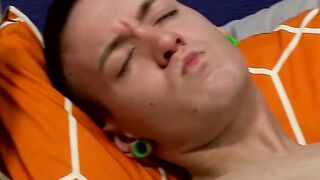 Skinny guy with huge dick masturbates with a weird sex toy Hoe 2