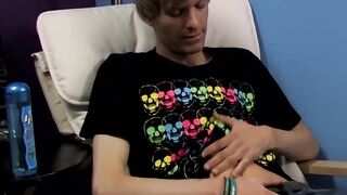 Young man plays guitar before dick stroking and cumming