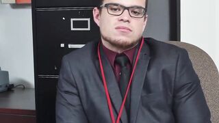 Hunks smashing this geeks asshole in the office afte work