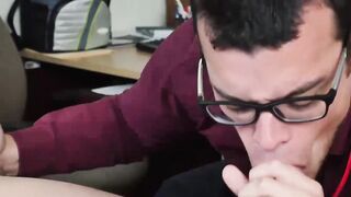 Hunks smashing this geeks asshole in the office afte work