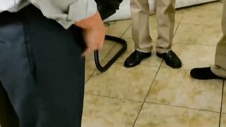 Office guy getting anal and mouth smashed in threesome
