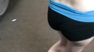 Young college lesbians eat each other out and finger in gym