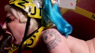 Leya Falcon got a rough pounding from BBC Chris Blackwood and Kris K