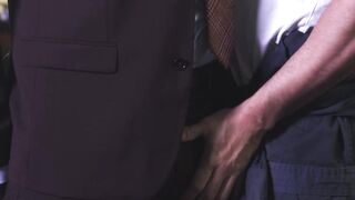 Suited Mark Blue banged the smooth big ass of hunky Presley Scott