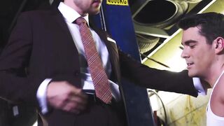 Suited Mark Blue banged the smooth big ass of hunky Presley Scott
