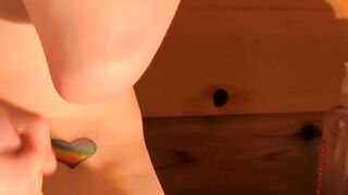 Young man has a large toy up his asshole while masturbating