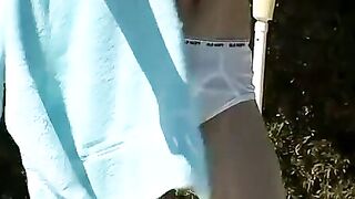 TwinkUndie.com - Zack and Mike's poolside uncut cock jack off session