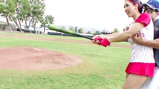 Redhead stepma wants to learn baseball