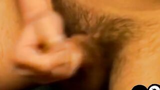 Hairy cock teenager Cristian sprays warm and sticky cum solo