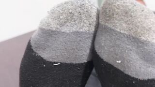 Handsome Drew Harper showed off his beautiful size twelve feet and soft solesÂ 