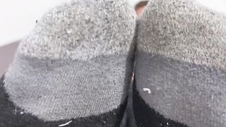 Handsome Drew Harper showed off his beautiful size twelve feet and soft solesÂ 
