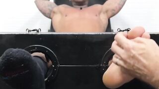 Restrained hunk Gavin squirmed a lot in tickling  by a hairy guy