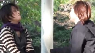 Naughty Japanese babe close up caught pissing outdoors