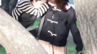 Naughty Japanese babe close up caught pissing outdoors