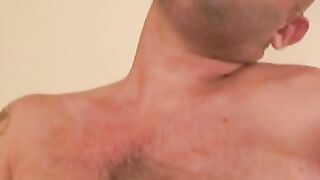 Bald mature man solo masturbates and uses dildo on his ass