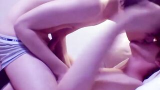Young amateurs cum loads after wet kissing and cocksucking