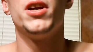 Straight thug masturbates with buddies and takes facial cum