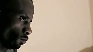 Athletic black jock jacks off his huge long cock and cums