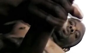 Athletic black jock jacks off his huge long cock and cums