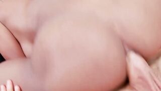 Busty trans beauty pounding her man after hot fellatio