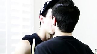 Twinks end up barebacking after playing pool turns them on
