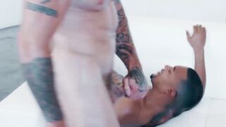 MaleNoir.com - Tattooed white top anally rails ebony bottom Sean Duran hard and deep