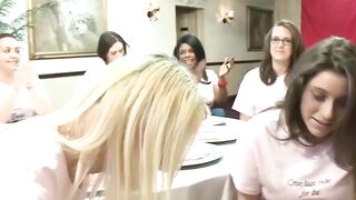 Stunning amateur chicks deepthroat hard cock at CFNM party